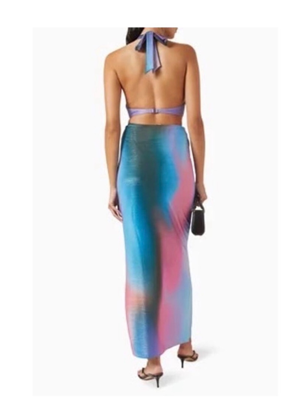 Baobab Collection Backless Ombre Halter Maxi Dress in Blue and Pink - Picture 3 of 9